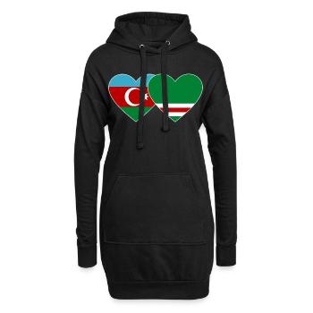 Aserbaidschan Tschetschenien Flagge Herz - Hoodie-Kleid - Schwarz - Vorne