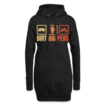 Man wird dreckig - Hoodie-Kleid - Schwarz - Vorne