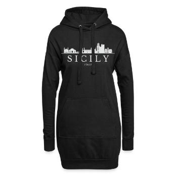 La silhouette de la Sicile, Italie de la Sicile - Sweat-shirt à capuche long Femme - noir - Devant