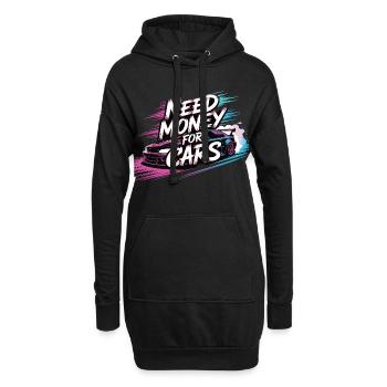 Besoin d’argent pour les voitures – Tuning & Car-Lifestyle - Sweat-shirt à capuche long Femme - noir - Devant