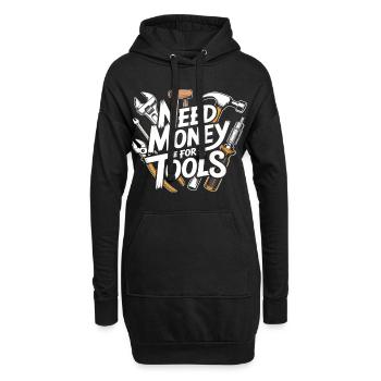 Besoin d’argent pour des outils – Chemise de bricolage - Sweat-shirt à capuche long Femme - noir - Devant