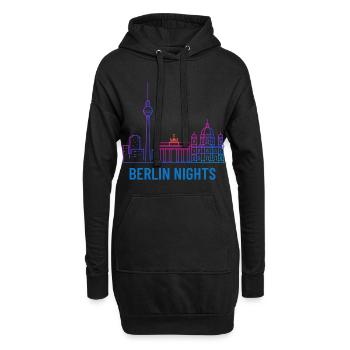 Berlin Nights Neon Skyline - Hoodie-Kleid - Schwarz - Vorne