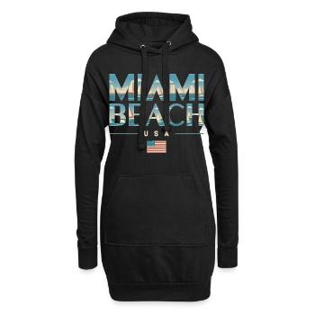 Miami Beach Palmiers Ville Voyage Design - Sweat-shirt à capuche long Femme - noir - Devant