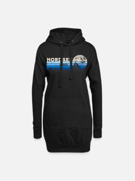 Nordsee Segelboot und Möwen - Hoodie-Kleid - Schwarz