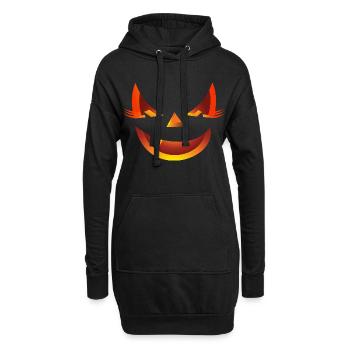 sinistre cool Halloween citrouille chat motif tenue - Sweat-shirt à capuche long Femme - noir - Devant
