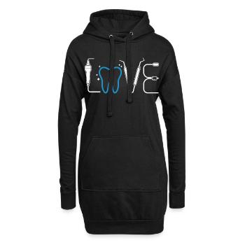 Zahnherz Love Dental - Hoodie-Kleid - Schwarz - Vorne