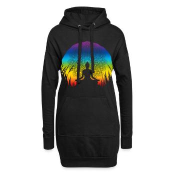 Conception spirituelle du mandala yoga dans les couleurs des chakras - Sweat-shirt à capuche long Femme - noir - Devant