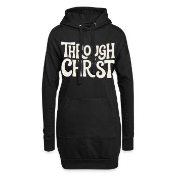 Trough Christ Jesus Christen Glaube - Hoodie-Kleid - Schwarz - Vorne