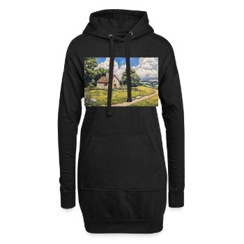 Illustration of a natural landscape - Sweat-shirt à capuche long Femme - noir - Devant