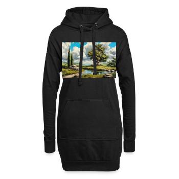 Illustration of a natural landscape - Sweat-shirt à capuche long Femme - noir - Devant