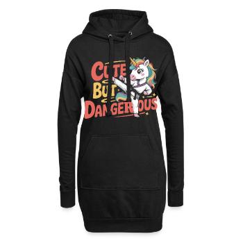 Niedlich doch gefährlich Einhorn Karate - Hoodie-Kleid - Schwarz - Vorne