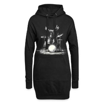 Orignal Tambours Batteur Musique Rock Faune - Sweat-shirt à capuche long Femme - noir - Devant