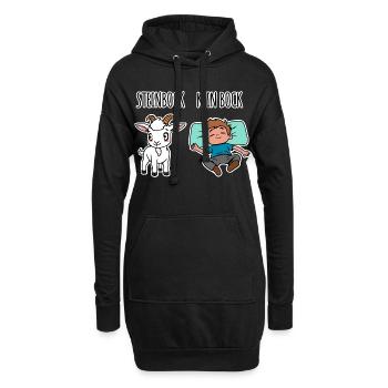 Steinbock - Kein Bock - Achtung Flachwitz! - Hoodie-Kleid - Schwarz - Vorne