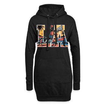 Streetball LA – Design de basket-ball urbain Sunset - Sweat-shirt à capuche long Femme - noir - Devant