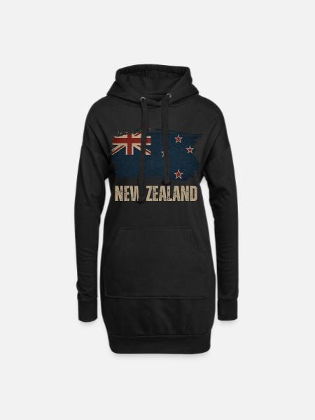 Grunge Neuseeland Flagge - Hoodie-Kleid - Schwarz