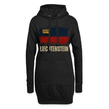Grunge-Flagge von Liechtenstein, ich liebe Liechtenstein - Hoodie-Kleid - Schwarz - Vorne