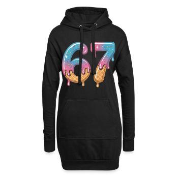 67 Eiscreme Tropfen - Hoodie-Kleid - Schwarz - Vorne