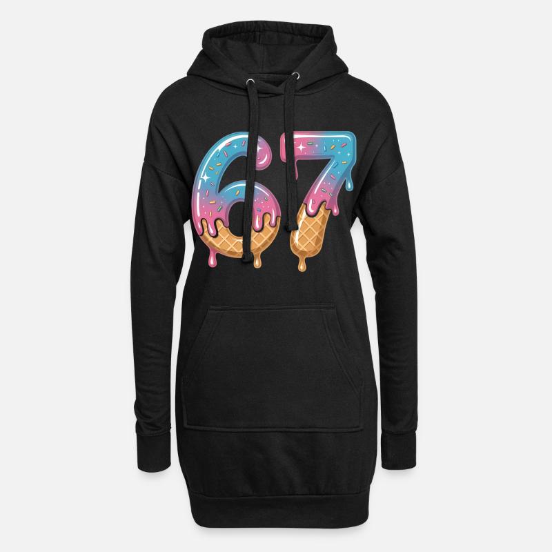 67 Eiscreme Tropfen - Hoodie-Kleid - Schwarz