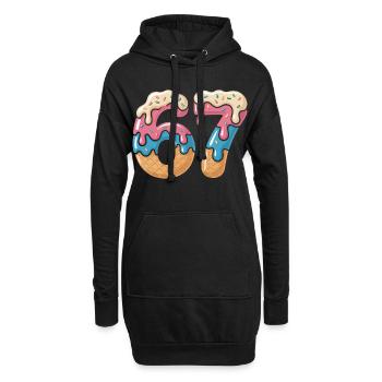 Donut 69 Zuckerguss NeonPrint - Hoodie-Kleid - Schwarz - Vorne