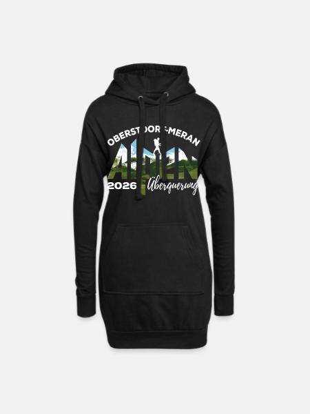 Alpenüberquerung 2026, Oberstdorf Meran, Wandern - Hoodie-Kleid - Schwarz