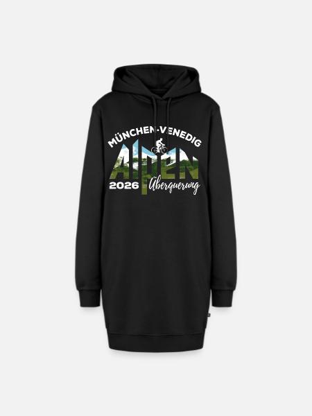 Alpenüberquerung 2026 München Venedig, Fahrrad - Hoodie-Kleid - Schwarz