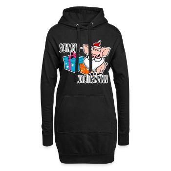 Fröhliche Schweinnachten mit dem Schweinnachtsmann - Hoodie-Kleid - Schwarz - Vorne