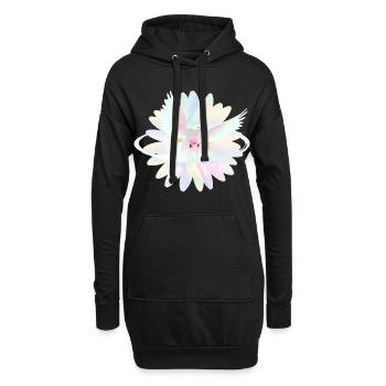 Pastelltaube im Regenbogenlicht - Hoodie-Kleid - Schwarz - Vorne