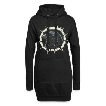 Corbeau gothique sortant de la fissure - Corbeau - Sweat-shirt à capuche long Femme - noir - Devant
