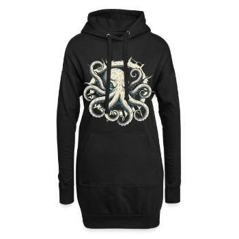 Pieuvre sortant de la fissure - tentacule de pieuvre - Sweat-shirt à capuche long Femme - noir - Devant