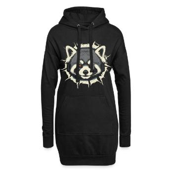 Mignon panda roux jetant un coup d’œil par la fissure - Sweat-shirt à capuche long Femme - noir - Devant