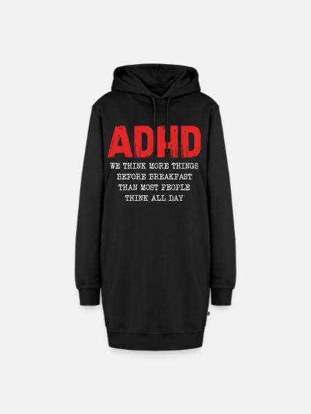 ADHD Gedankenkaskade Morgens - Hoodie-Kleid - Schwarz