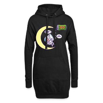 Astronaut und Bier - Hoodie-Kleid - Schwarz - Vorne