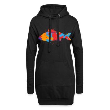 Bunter Barsch Angler Design Barsche Angeln Fischen - Hoodie-Kleid - Schwarz - Vorne