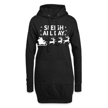 Sleigh All Day Lustige Weihnachtssprüche - Hoodie-Kleid - Schwarz - Vorne