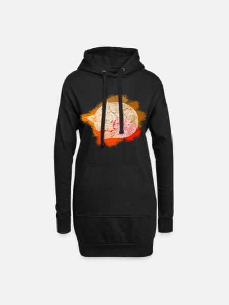 Zentangle Fox - Hoodie Dress - black