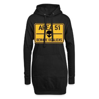 Lustige Vorsicht vor Aliens Area 51 UFO - Hoodie-Kleid - Schwarz - Vorne