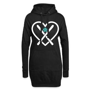 Ski Heart Snow Mountain Sport Geschenk - Hoodie-Kleid - Schwarz - Vorne