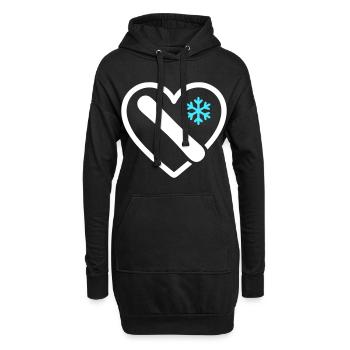 Snowboard Heart Mountain Winter Geschenk - Hoodie-Kleid - Schwarz - Vorne