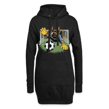 Torwart Hund mit Sonnenbrille - Hoodie-Kleid - Schwarz - Vorne