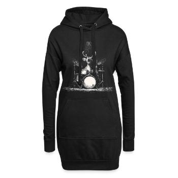 Renne Tambours Batteur Musique Rock Cerf - Sweat-shirt à capuche long Femme - noir - Devant