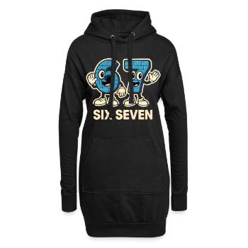 Sechs Sieben Meme Lustig 6 7 Geschenkidee - Hoodie-Kleid - Schwarz - Vorne