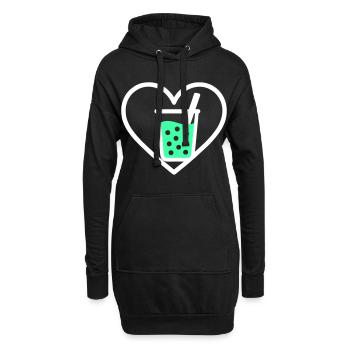 Bubble Tea Heart Boba Getränk Niedlicher Trend - Hoodie-Kleid - Schwarz - Vorne
