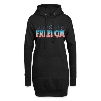 Freedom Freiheit Schrift Bunt Vögel Vintage Retro - Hoodie-Kleid - Schwarz - Vorne