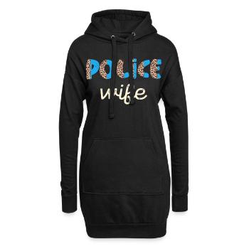 Police Femme Imprimé Léopard - Sweat-shirt à capuche long Femme - noir - Devant