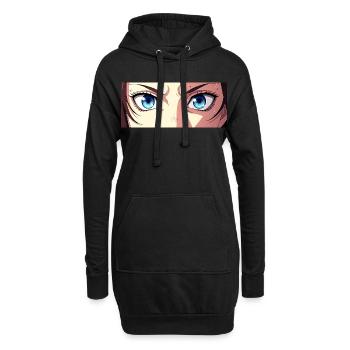 Anime Augen Blaue Iris Manga Fan - Hoodie-Kleid - Schwarz - Vorne