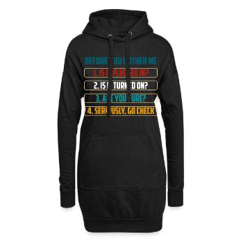 Bevor du mich störst, Technik-Checks - Hoodie-Kleid - Schwarz - Vorne