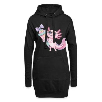 Fête glace Pink Axolotl - Sweat-shirt à capuche long Femme - noir - Devant