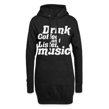 Boire Du Café Et écouter De La Musique - Sweat-shirt à capuche long Femme - noir - Devant
