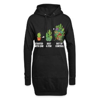 Witzige Sukkulenten-Kaktus-Sammler - Hoodie-Kleid - Schwarz - Vorne