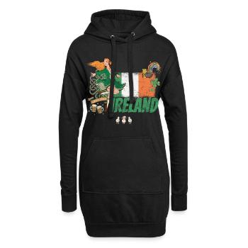 Un design irlandais avec drapeau souvenir de la Saint-Patrick - Sweat-shirt à capuche long Femme - noir - Devant